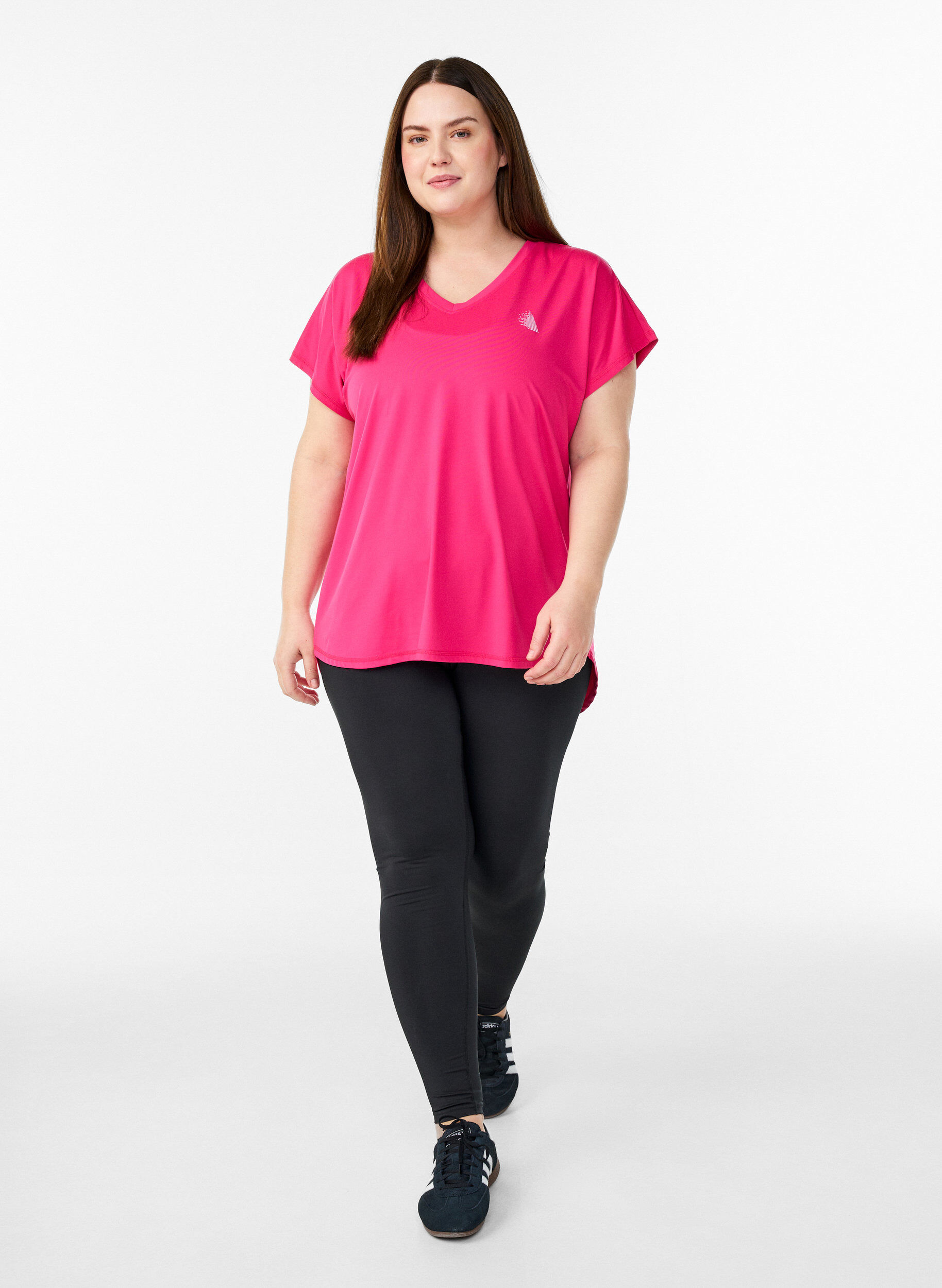 ZizziKort&aelig;rmet tr&aelig;nings t-shirt med v-hals, Lyser&oslash;d, Model image number 1