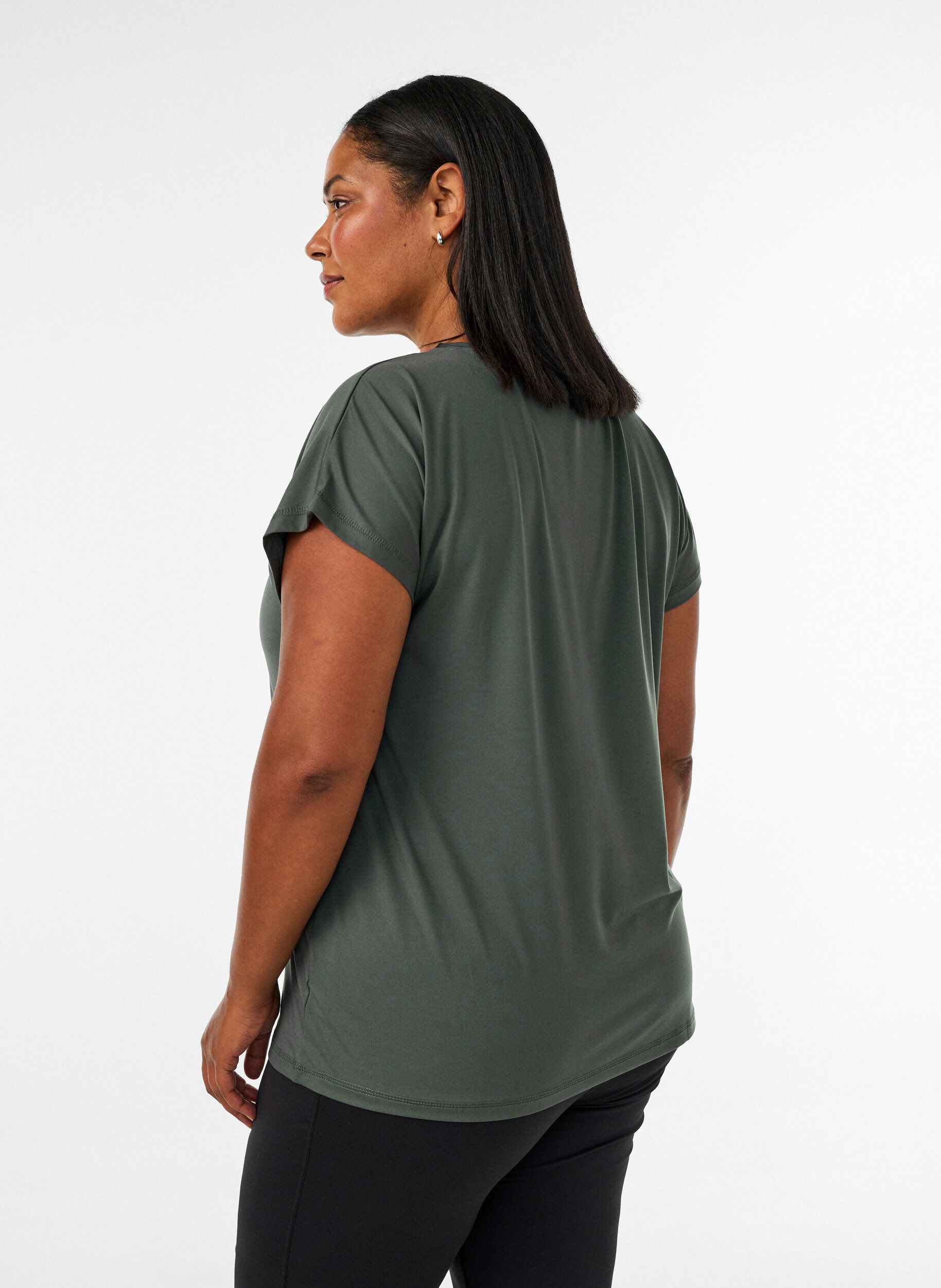 ZizziEnsfarvet tr&aelig;nings t-shirt, Gr&oslash;n, Model image number 2