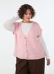Strikvest med V-hals og dekorative knapper, Lyser&oslash;d, Model image number 0