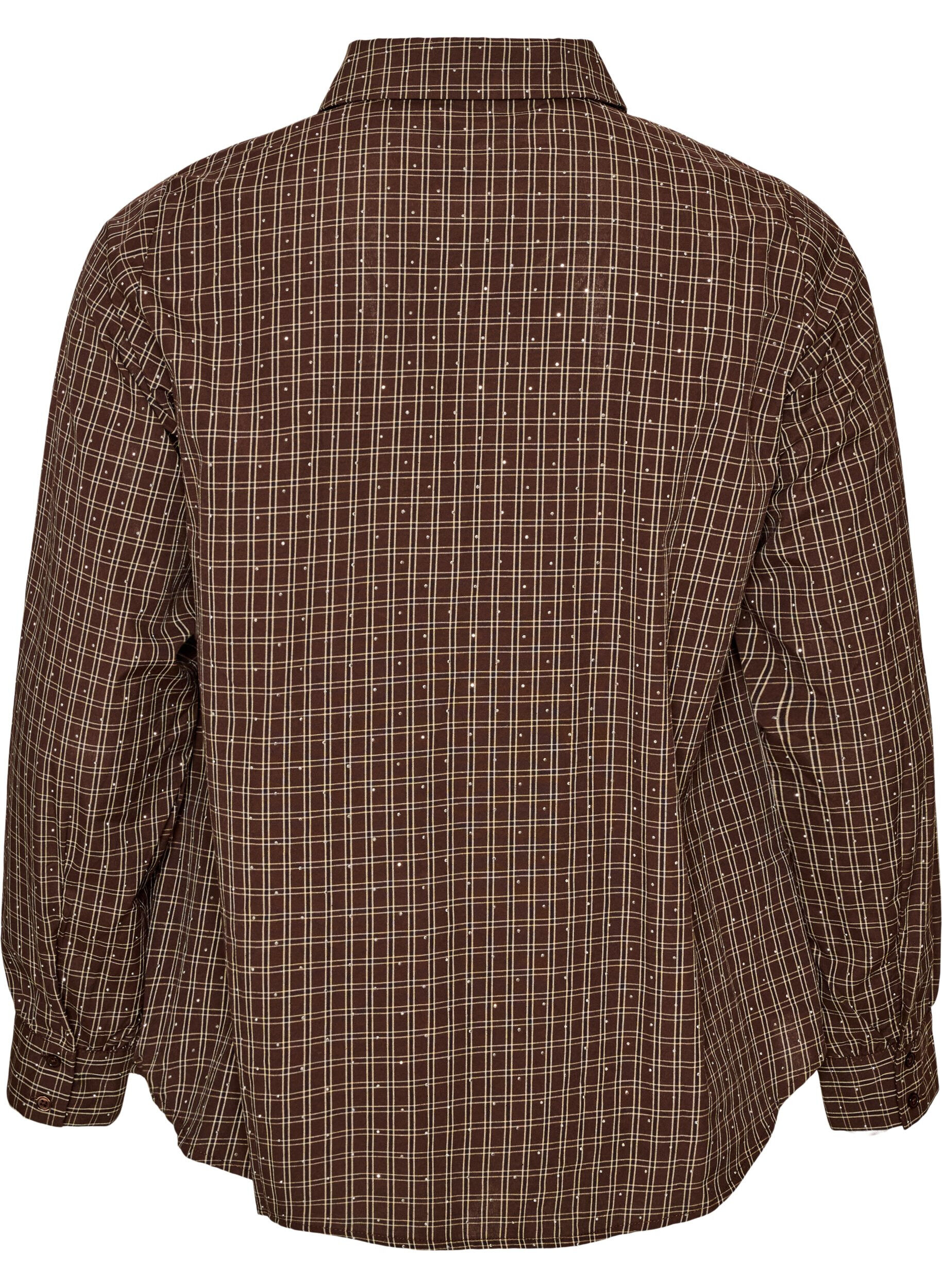 ZizziTernet skjorte med rhinsten, Brun, Packshot image number 1