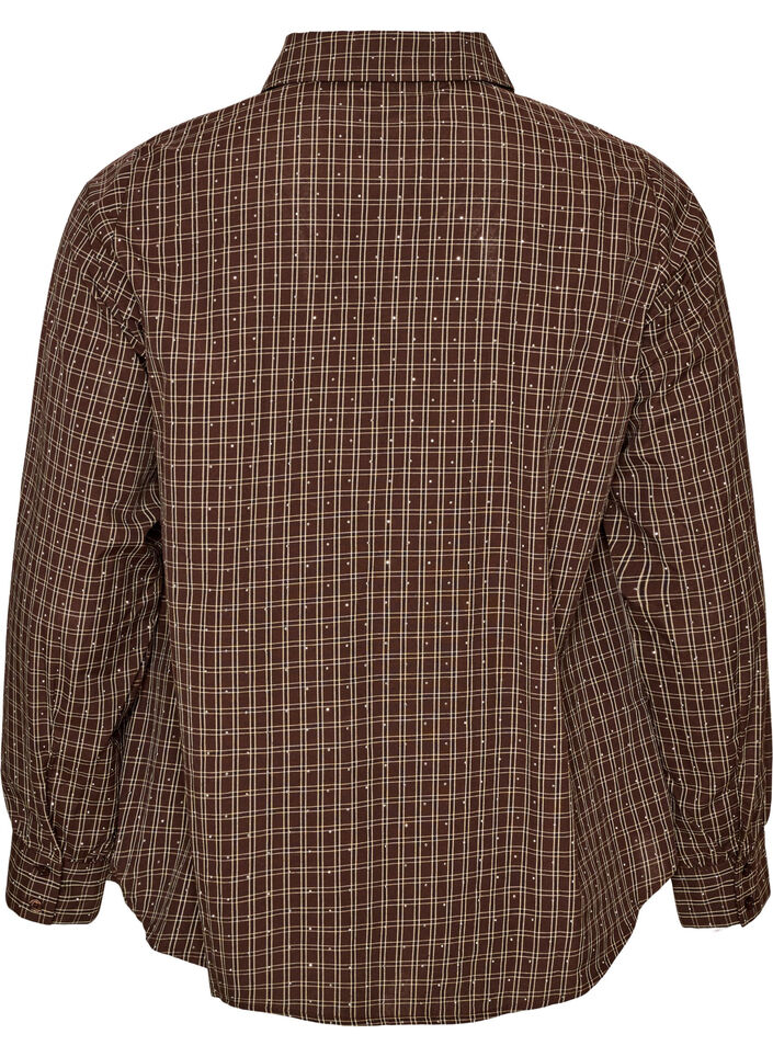 Ternet skjorte med rhinsten, Brun, Packshot image number 1