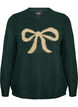 Strikbluse med glittersl&oslash;jfe, Gr&oslash;n, Packshot image number 0