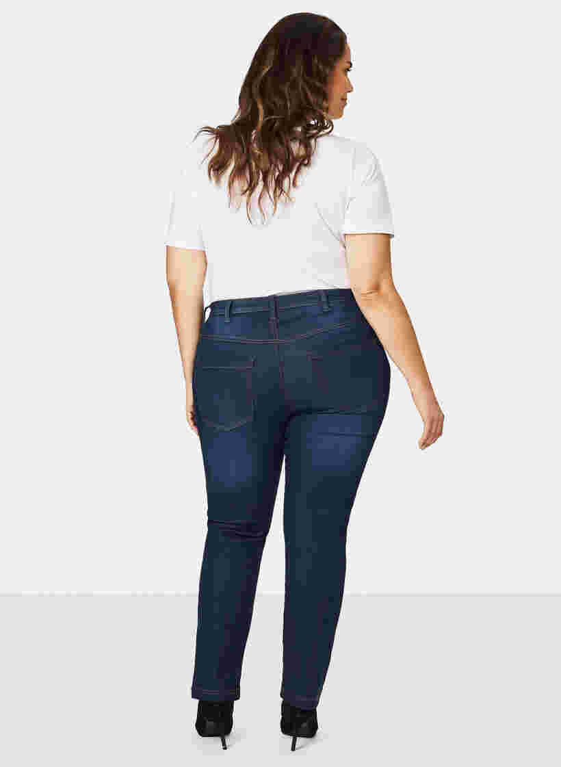 Slim fit Emily jeans med normal talje, Blue denim, Model image number 1