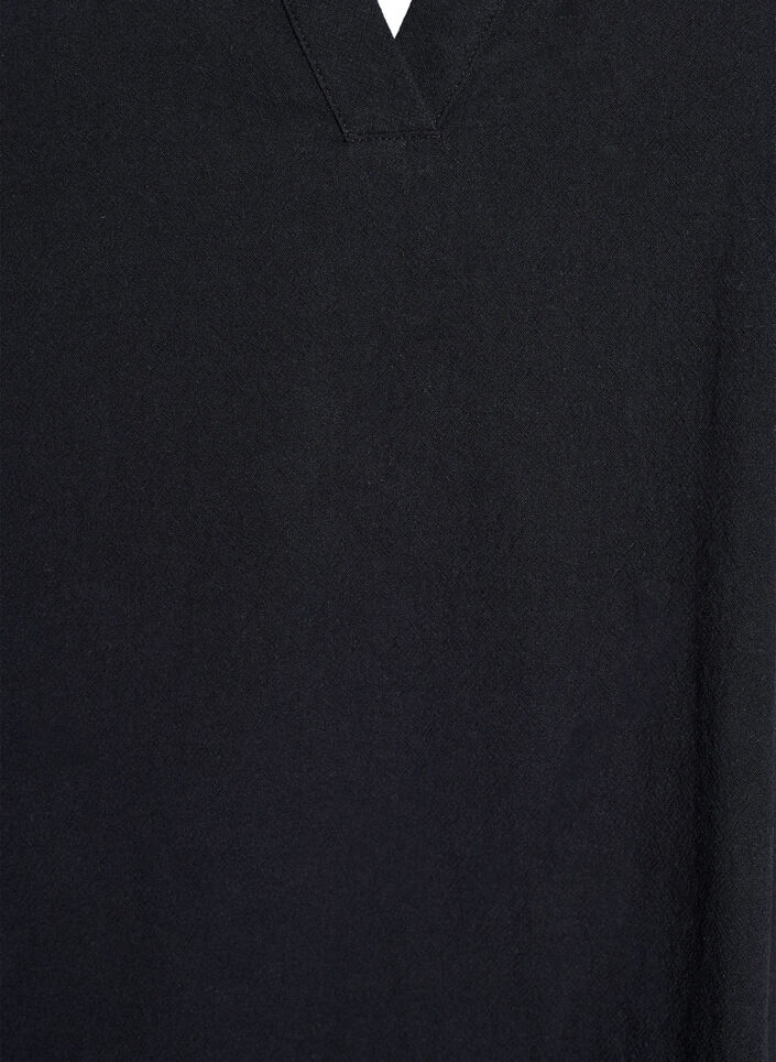 Tunika med V-udskæring og flæsedetaljer, Sort, Packshot image number 2