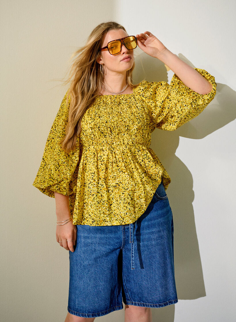 Straight fit denimshorts med bindeb&aring;nd, Bl&aring;, Image image number 0