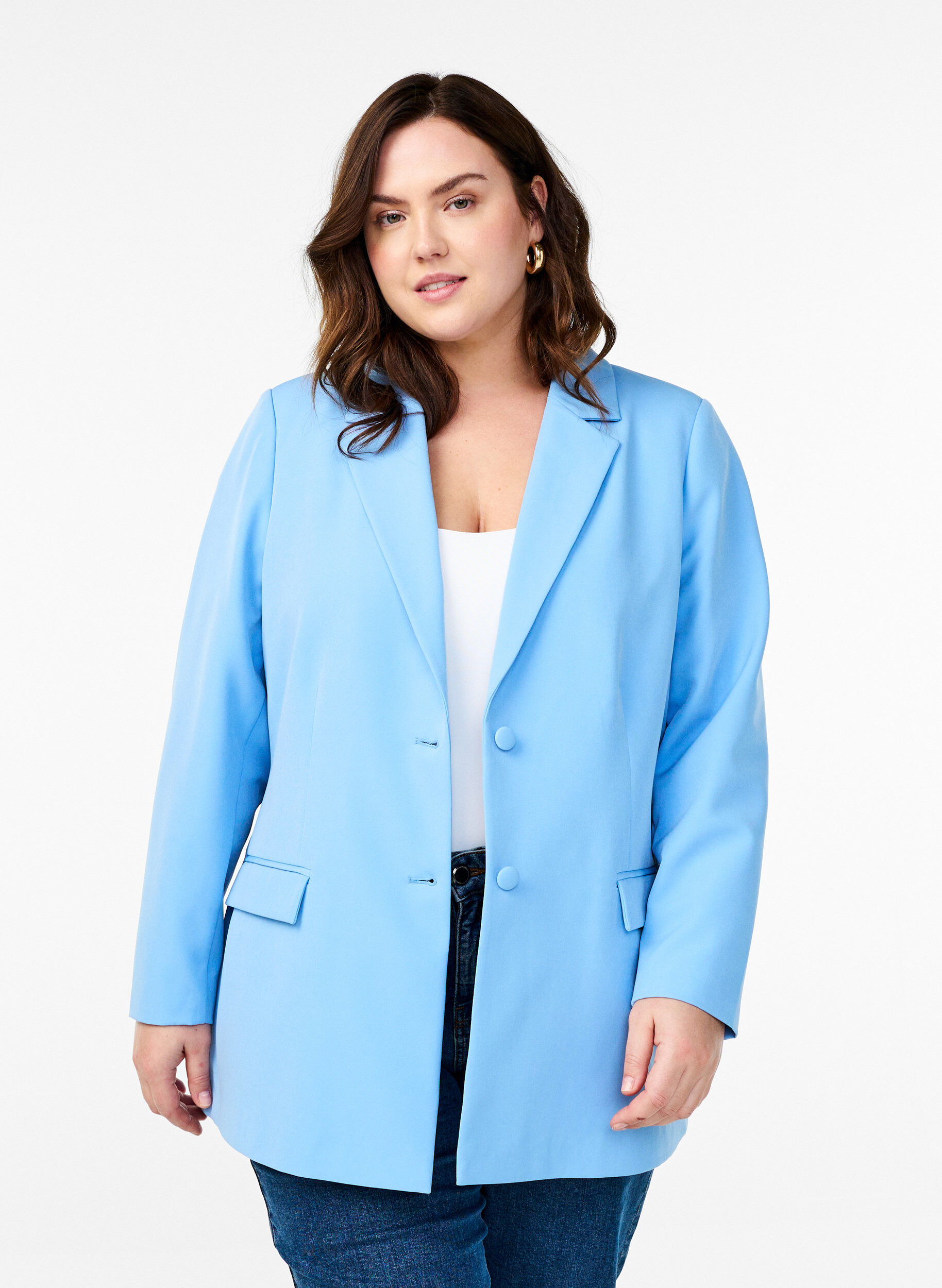 ZizziKlassisk blazer med knaplukning, Bl&aring;, Model image number 0