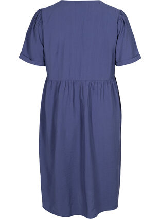 Kortærmet kjole med knapper og lommer, Nightshadow Blue, Packshot image number 1