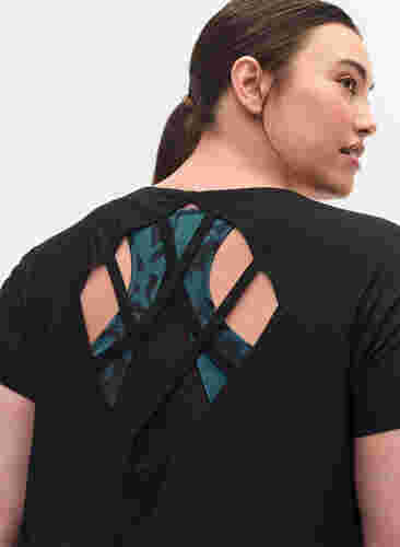 Trænings t-shirt i viskose med ryg-udskæring, Black, Model image number 2