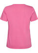 T-shirt i &oslash;kologisk bomuld med varsity-print og V-hals, Lyser&oslash;d, Packshot image number 1