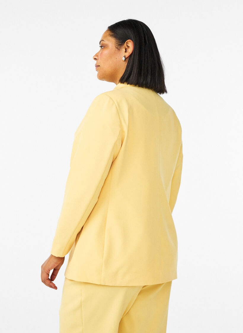 Klassisk blazer med knaplukning, Gul, Model image number 2