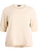 Finstrikket bluse med korte &aelig;rmer, Beige, Packshot image number 0