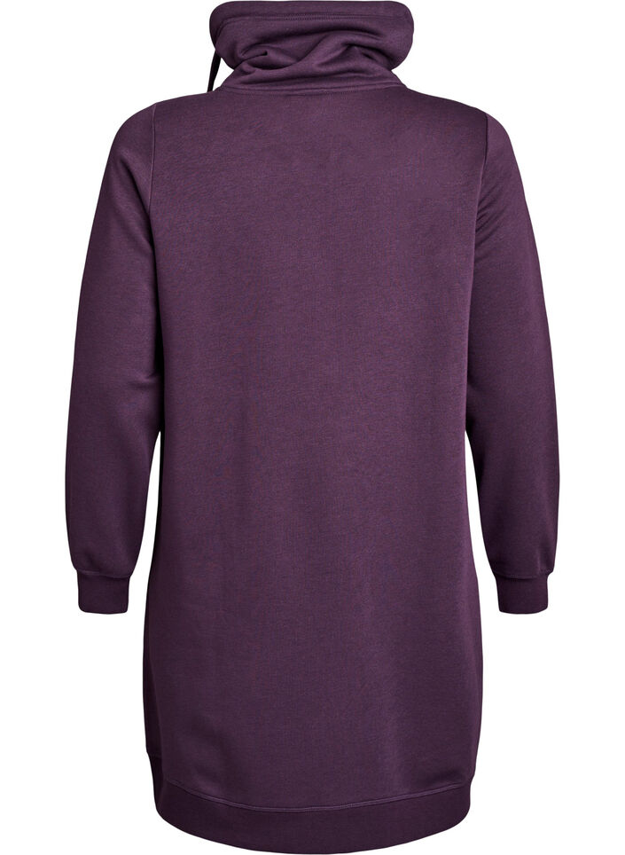 Kort sweatkjole med h&oslash;j krave og lommer, Lilla, Packshot image number 1
