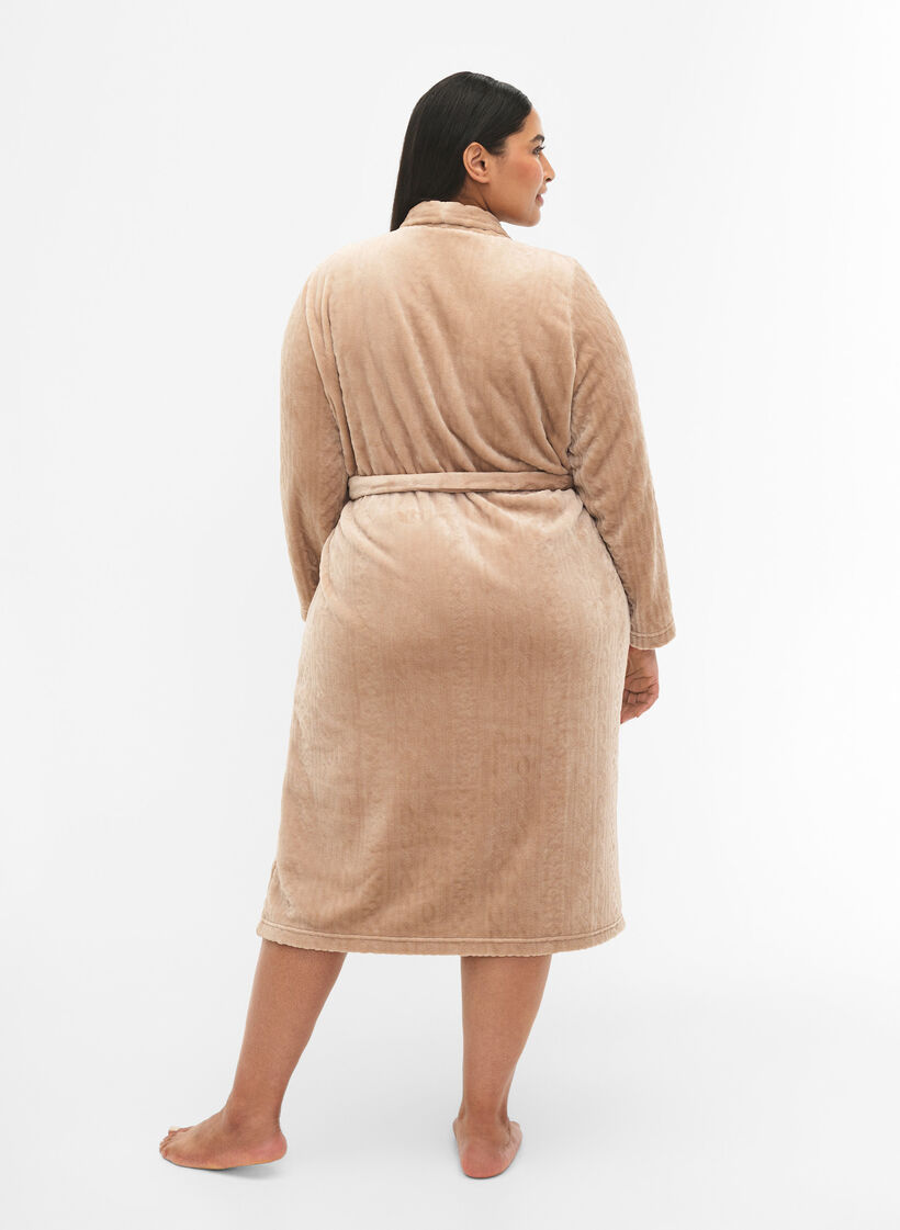 Morgenkåbe med lommer, Natural, Model image number 1