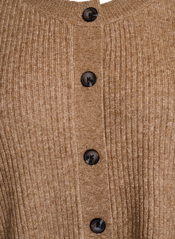 Ribstrikket cardigan med knapper, Brun, Packshot image number 2