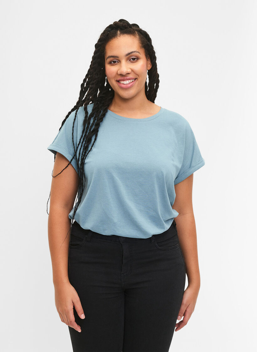 2-pak kort&aelig;rmet t-shirts, Bl&aring;, Model image number 0