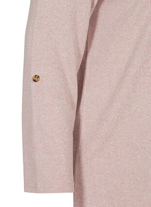 Bluse med 3/4 ærmer og lynlås, Burlwood Melange, Packshot image number 3