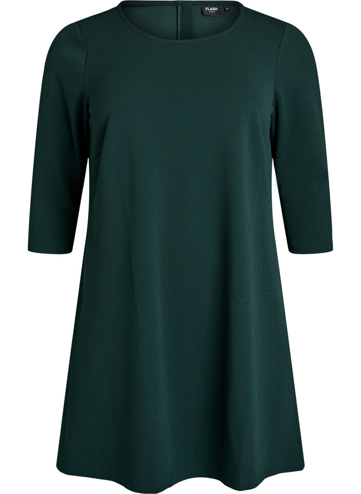 Kort kjole med a-facon og 3/4 &aelig;rmer, Gr&oslash;n, Packshot image number 0