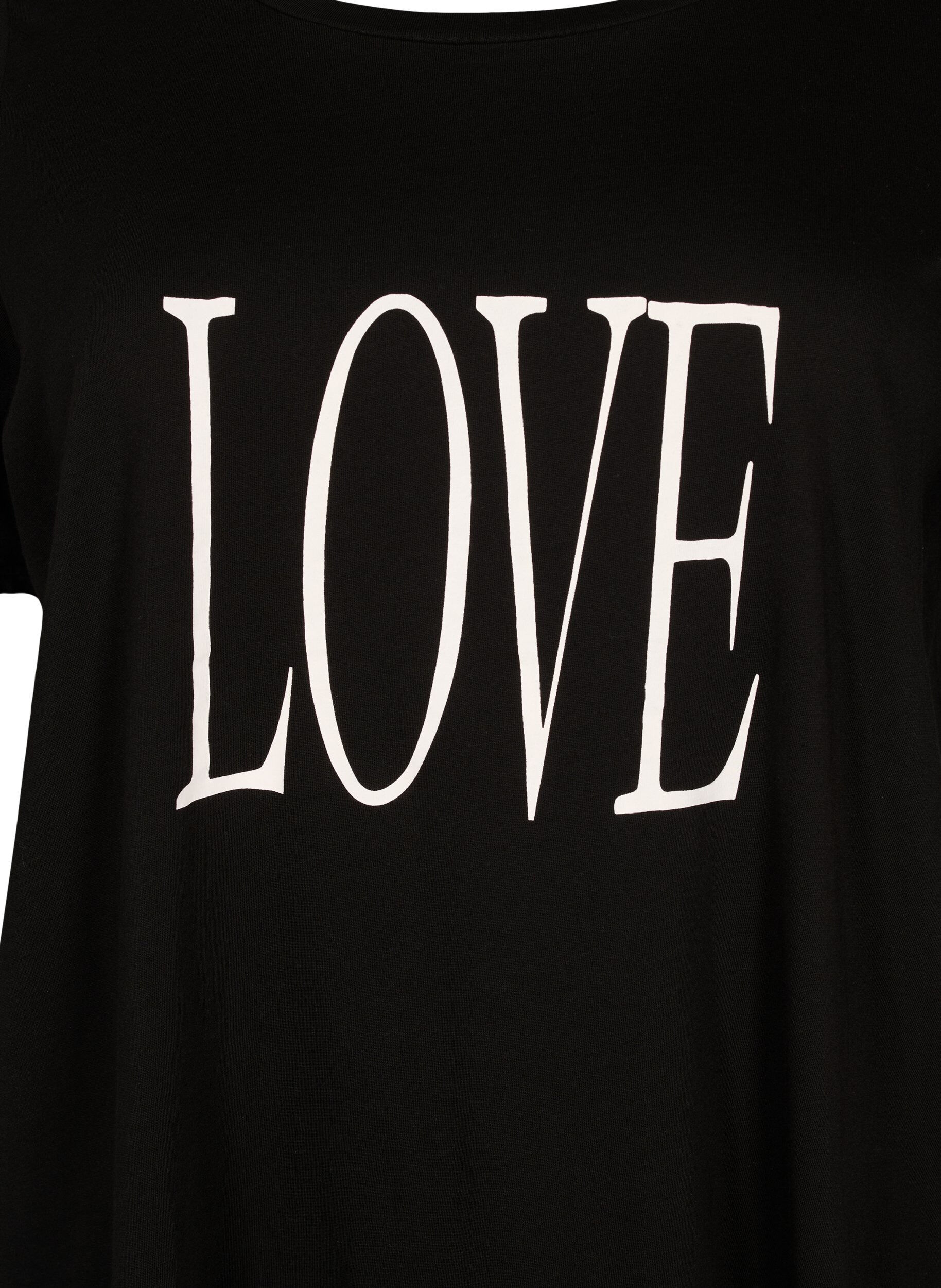 Zizzi Oversize t-shirt med tryk , Black W. Love, Packshot image number 2