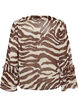 Chiffonbluse med zebram&oslash;nster og fl&aelig;ser, Brun, Packshot image number 1