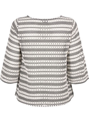 Crochet bluse med 3/4 ærmer, Black White, Packshot image number 1