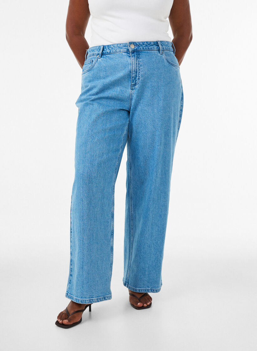 Wide leg jeans med h&oslash;j talje, Bl&aring;, Model image number 2