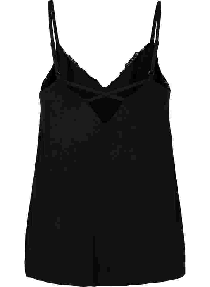 Viskose nat top med blonder, Black, Packshot image number 1