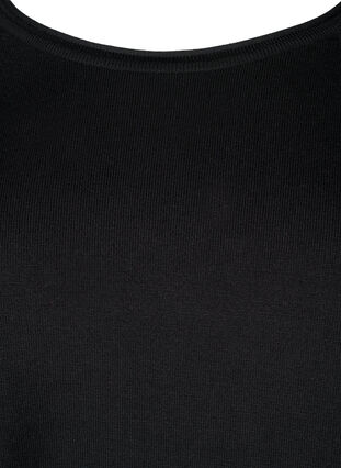 Viskose strikbluse med 3/4 ærmer, Black, Packshot image number 2