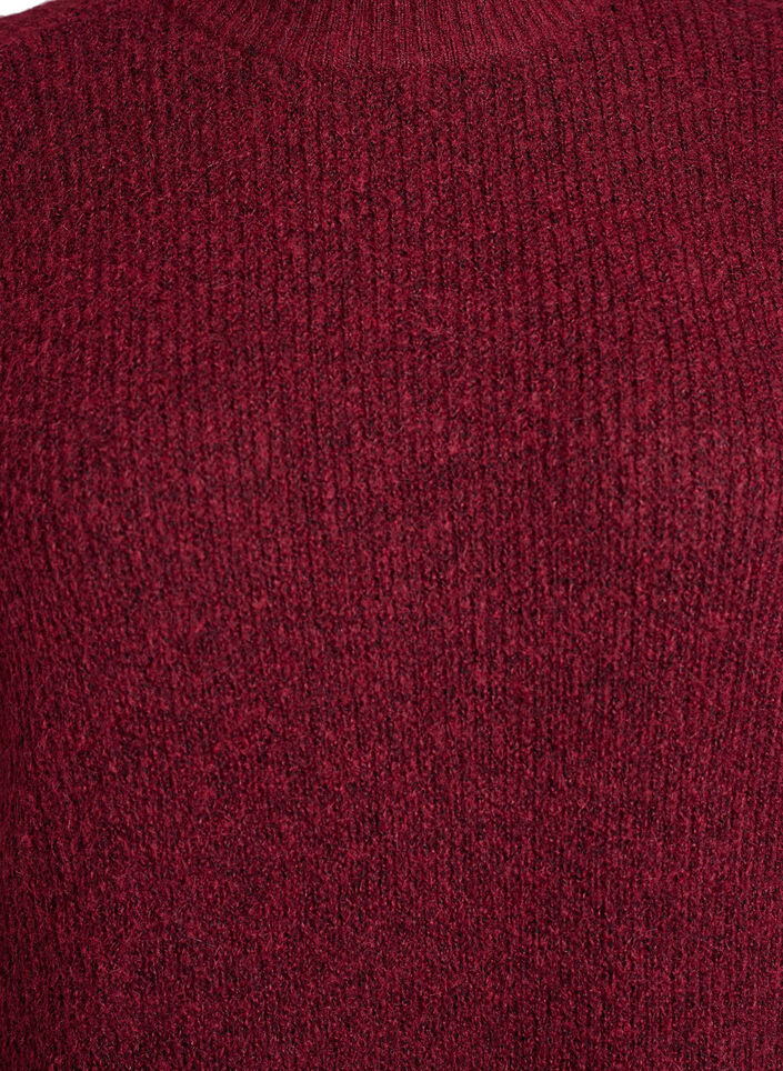 Lang strikkjole med høj hals, Rød, Packshot image number 2