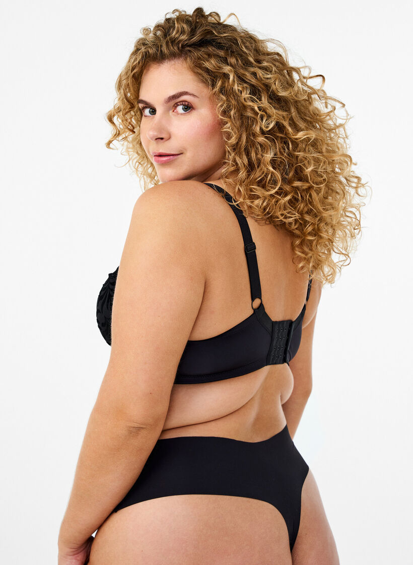 Formstøbt bh med fløjlsmønster, Sort, Model image number 2