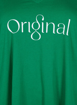 Bomulds t-shirt med teksttryk og v-hals, Jolly Green ORI, Packshot image number 2