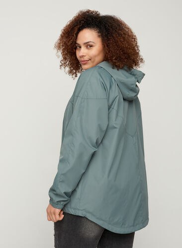 Kort jakke med lynlås og hætte, Balsam Green, Model image number 1