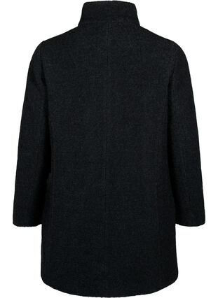 Meleret bouclé frakke med lynlås, Black Mel., Packshot image number 1