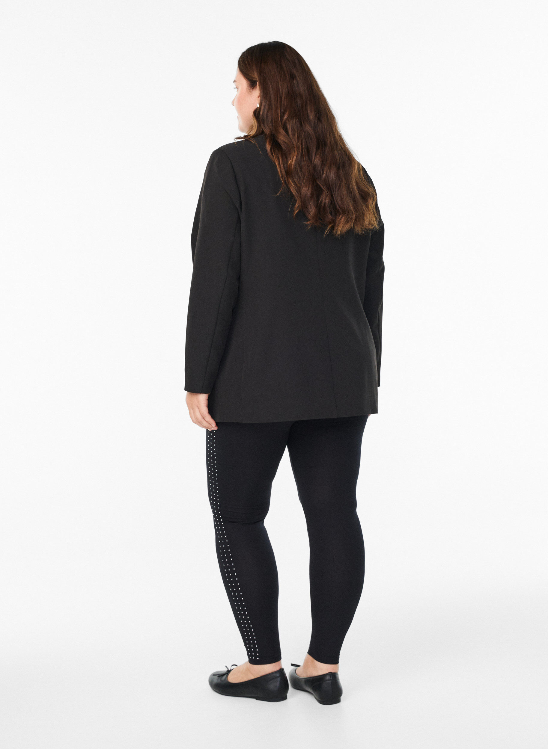 Zizzi Leggings med rhinsten-detalje, Sort, Model image number 2