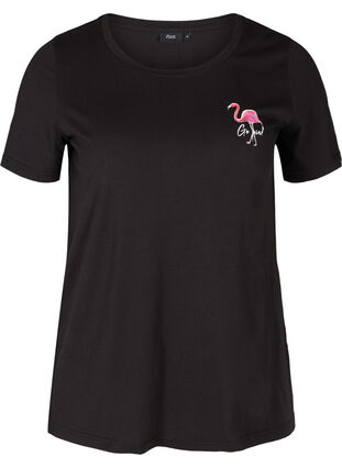 Kortærmet t-shirt med print, Black Flamingo, Packshot image number 0