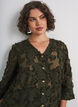 Bluse med frynsede tr&aring;de og struktur, Gr&oslash;n, Model image number 3