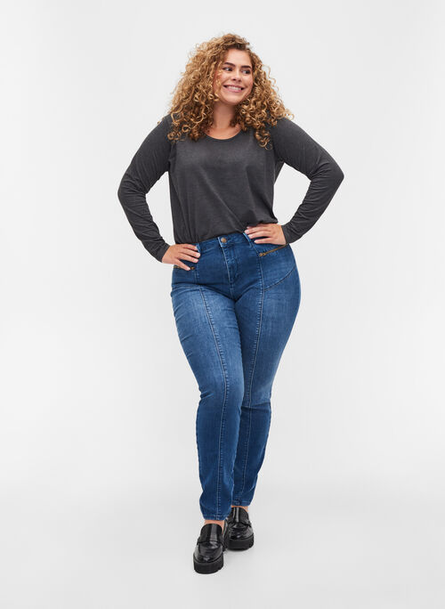 Dual core Amy jeans med høj talje