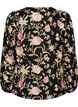 Blomstret bluse i h&oslash;r og viskose med lange &aelig;rmer, Sort, Packshot image number 1