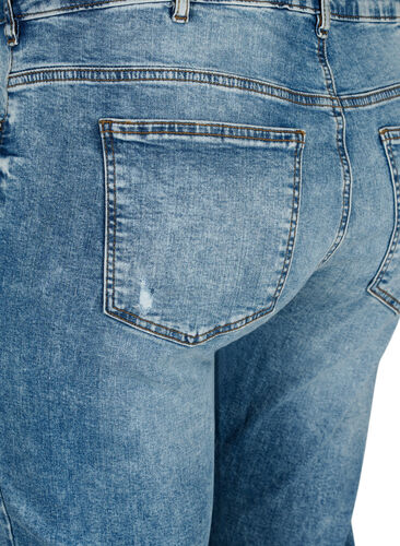 Emily jeans med normal talje og slid, Blue denim, Packshot image number 3