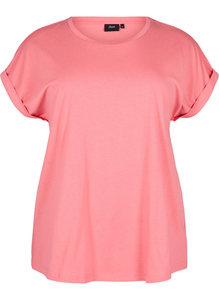 Kort&aelig;rmet t-shirt i bomuldsblanding, Lyser&oslash;d, Packshot image number 0