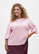 L&oslash;s strikbluse med korte &aelig;rmer, Lyser&oslash;d, Model image number 0