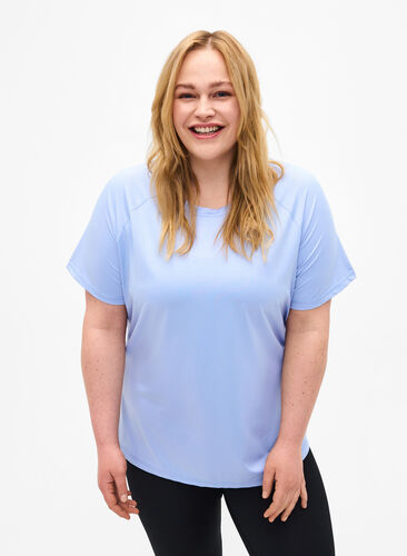 Trænings t-shirt med mesh bagpå, Zen Blue, Model image number 0