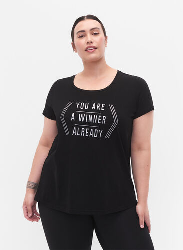 Trænings t-shirt med print, Black w. Winner, Model image number 0
