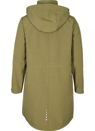 Lang softshell jakke med hætte, Ivy green, Packshot image number 1