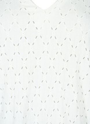 V-hals bluse med hulmønster, Off White, Packshot image number 2