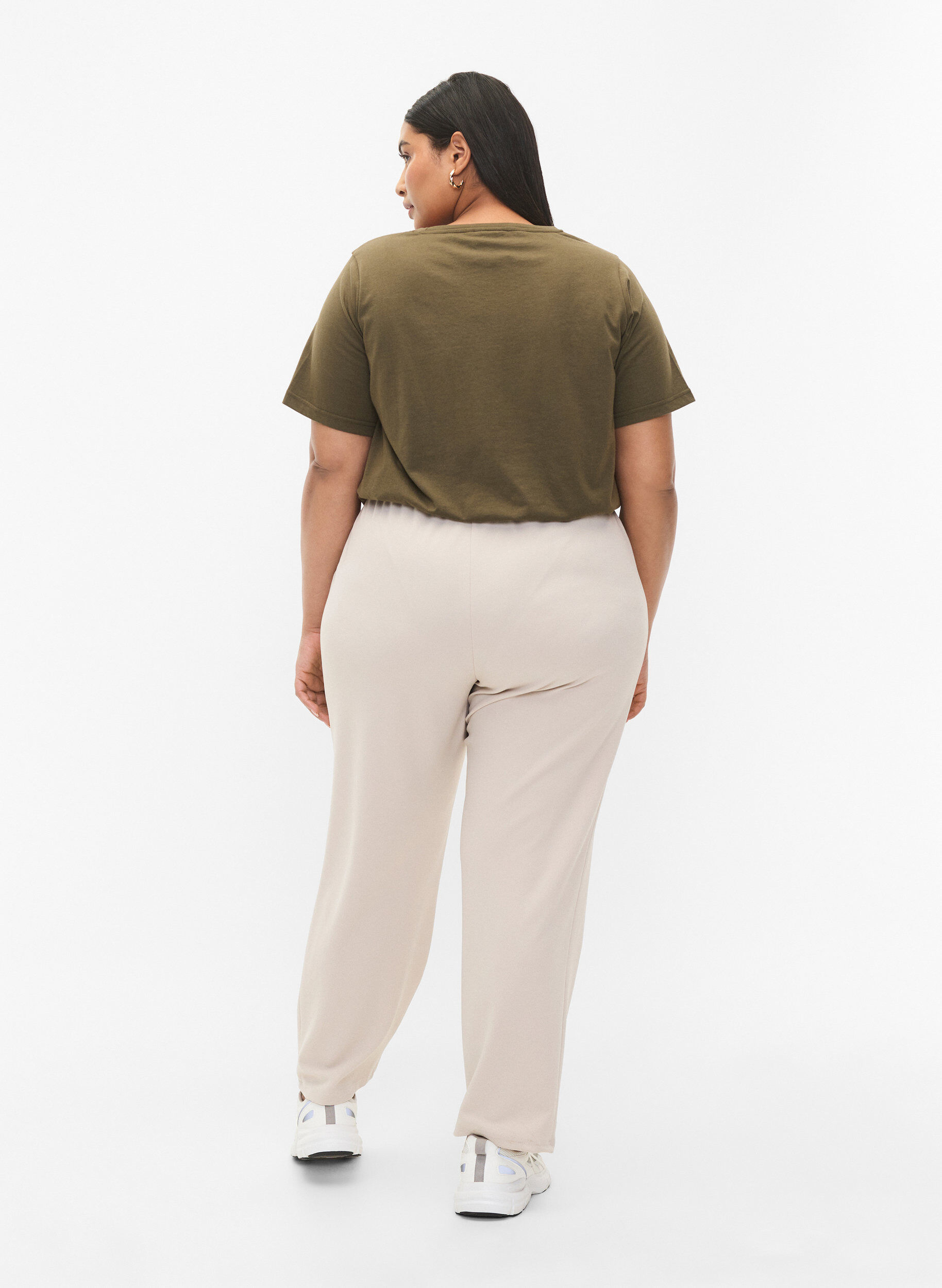 Zizzi Bukser med straight fit, Beige, Model image number 1