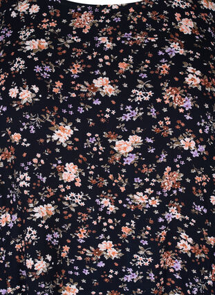 Kortærmet viskose kjole med print, Black Small Flower, Packshot image number 2