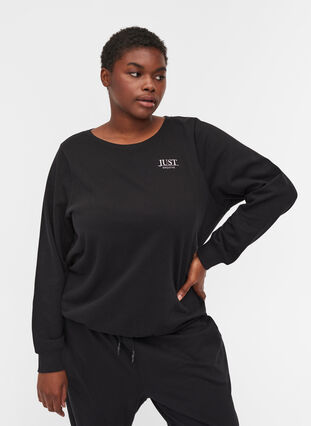 Sweatshirt i bomuldsmix, Black, Model image number 0