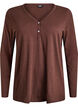 Lang&aelig;rmet t-shirt med V-hals og knapper, Brun, Packshot image number 0