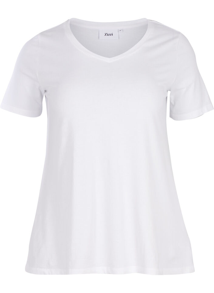 Ensfarvet basis t-shirt i bomuld, Hvid, Packshot image number 0