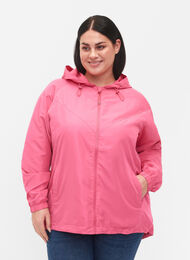 Kort jakke med hætte og justerbar bund, Hot Pink, Model